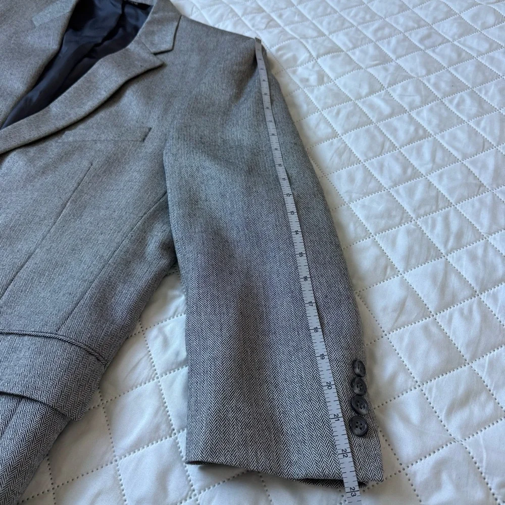 Jos. A. Bank Signature Men’s 46R L Suit Jacket Silk Camelhair Gray Herringbone